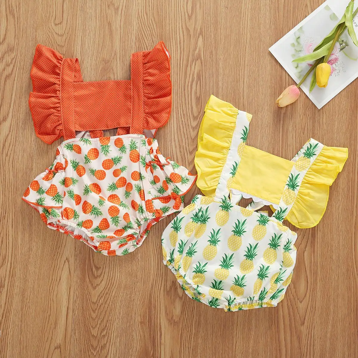 Комбинезон для мальчиков и девочек с коротким рукавом оборками | Детская одежда