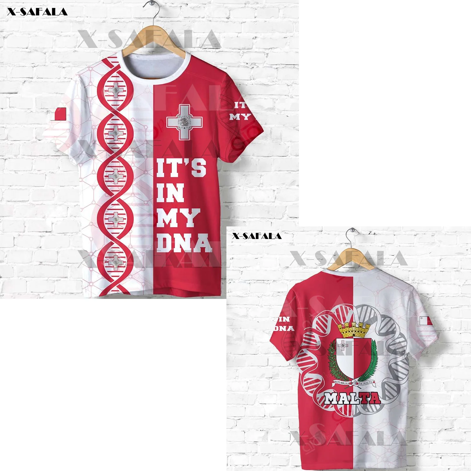 

MALTA DNA 3D Printed T-Shirts Tops Tees Short Sleeve Casual High Quality Milk Fiber Better Than Cotton 2022 Fashion