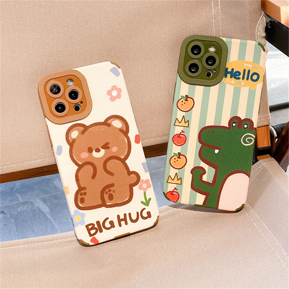 

Cartoon Crocodile Bear Creative Phone Case for IPhone13 13Pro Phone 13Pro Max Soft Shockproof Back Cover Camera Protection Cases