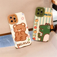 cartoon crocodile bear creative phone case for iphone13 13pro phone 13pro max soft shockproof back cover camera protection cases