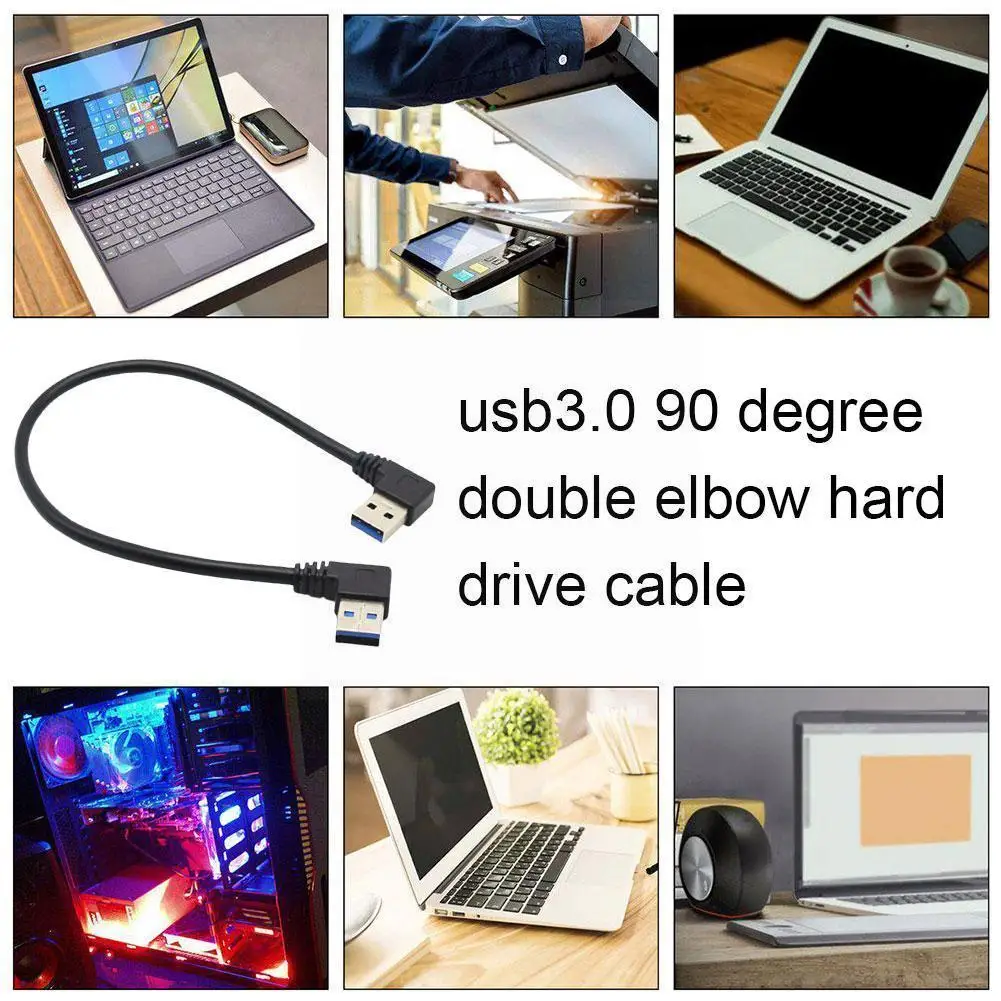 

30cm 60cm USB 3.0 A Male to Male 90 Angled Extension male cable Male Black to cord Adaptor cable right/left USB3.0 J2V5