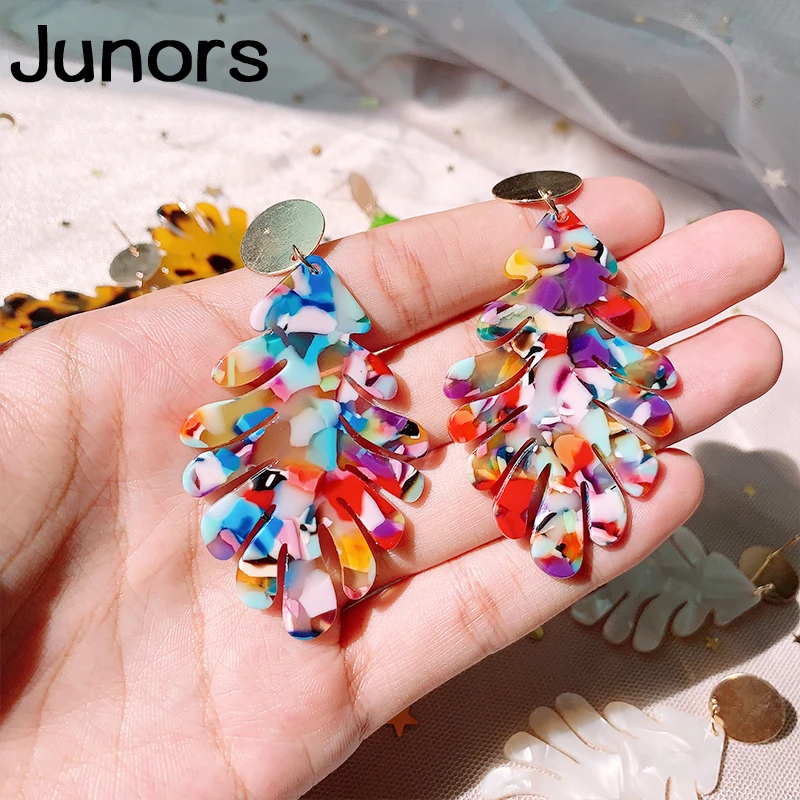 Винтажные богемные большие акриловые серьги в виде листьев для женщин