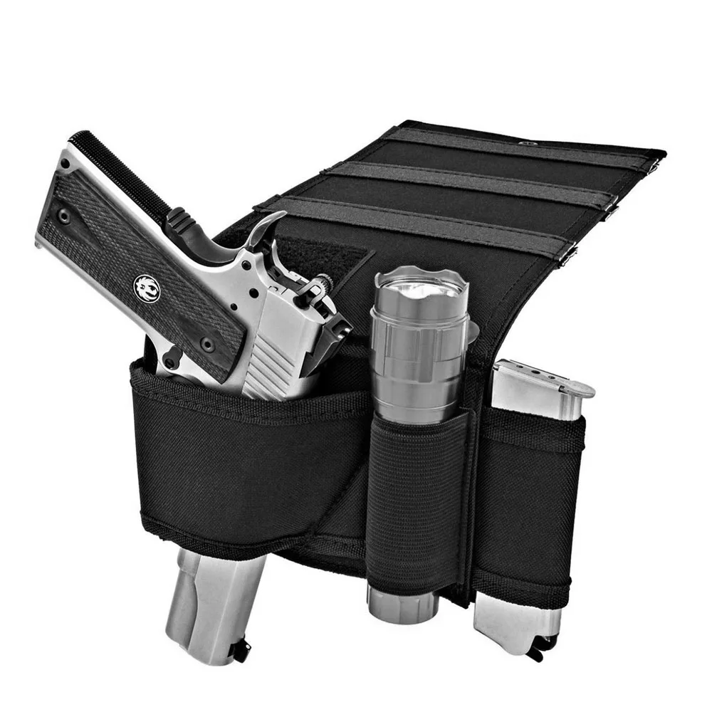 

Tactical Adjustable Bedside Couch Under Mattress Bed Seat Car Pistol Gun Holster Holder Universal with Flashlight Loop Magazine