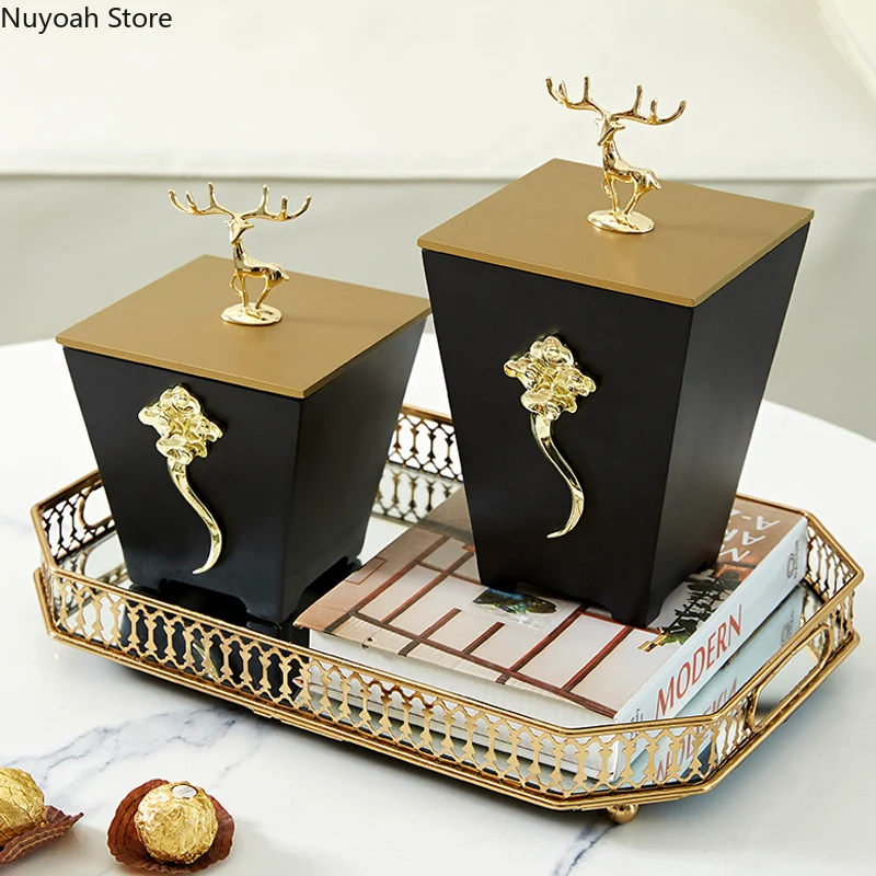 

Golden Elk Storage Box Nordic Storage Tank Decoration Living Room Home Storage Decoration Light Luxury Storage Tank Decoration