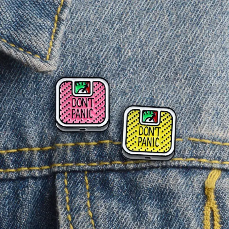 Cartoon Cute Don't Panic Weighing Scale Alloy Brooch Mini Pins Badge Enamel Lapel Pin Dresses Hat Scarf Decor Accessory | Украшения и