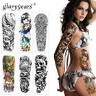 Временная татуировка glaryyears, 1 шт., популярная, большая рука, наклейка, человек и тигр, имитация рукава, флеш, водостойкая, большой боди-арт, для мужчин и женщин