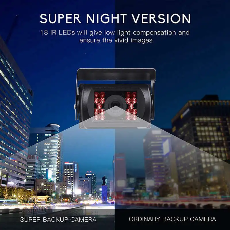 

Backup Camera Kit, 7 inch Lcd Rear View Monitor With Ip67 Waterproof Night Visible Back Up Rearview Reverse Cam For Trucks, Rv