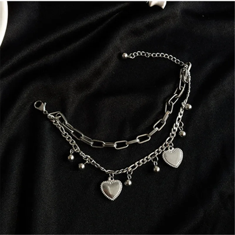 

Hiphop/rock bracelet fashion street snap heart punk bracelet female long metal Multilayer bracelets Nightclub jewelry
