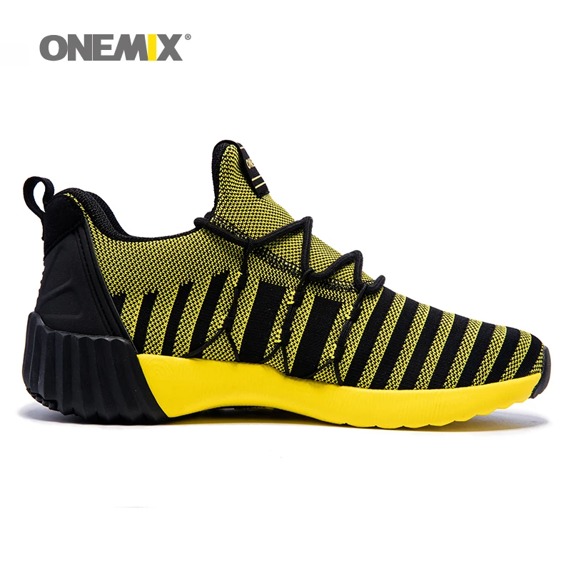 Мужские кроссовки для бега ONEMIX спортивная обувь улицы увеличивающая рост желтые
