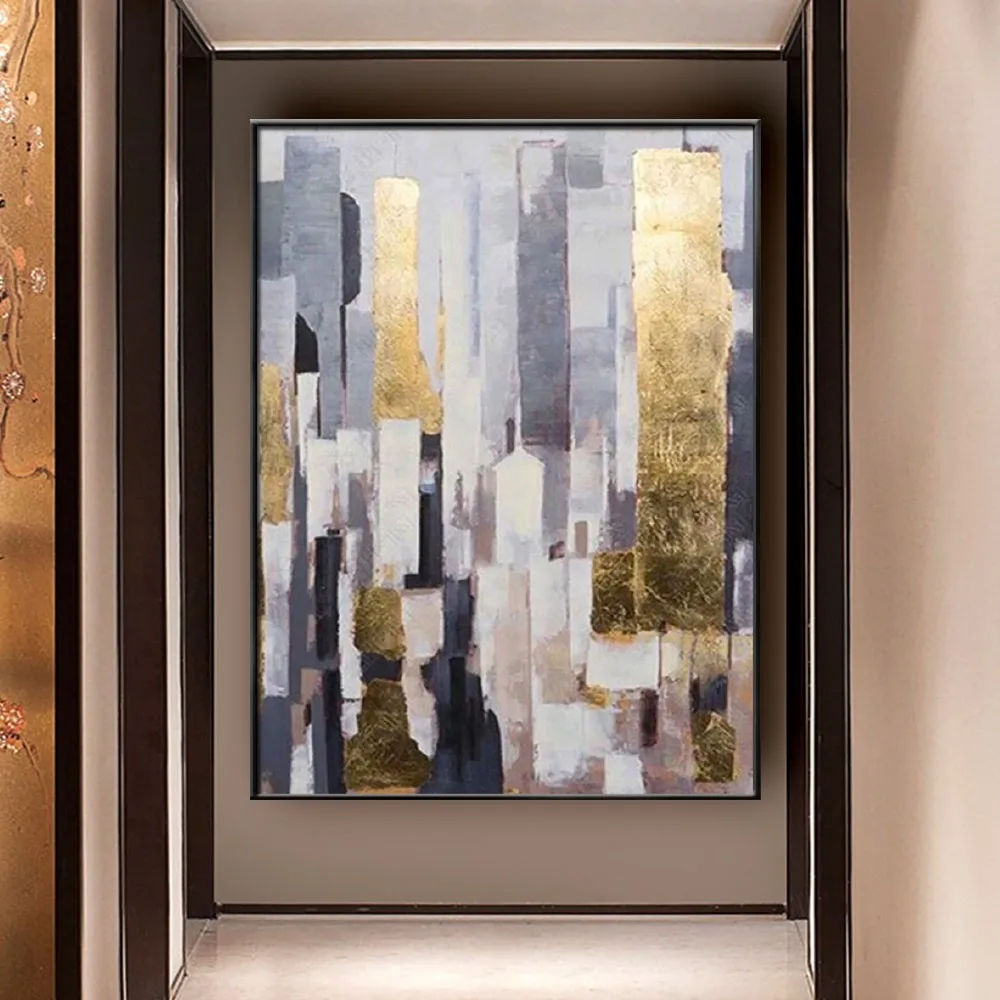 

Настенная живопись для украшения дома на заказ, Современная картина маслом, абстрактная городская живопись будущего, для гостиной