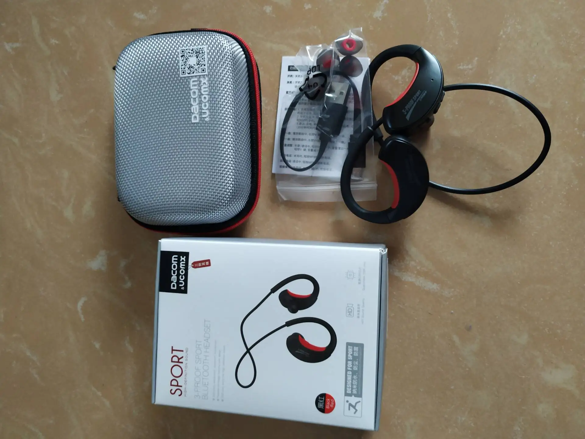 DACOM G06 Броня IPX5 водонепроницаемая Спортивная Беспроводная bluetooth-гарнитура V4.1 G06 анти-пот ушной крючок Наушники для бега - Цвет: G06 Plus red