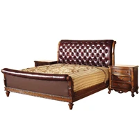legant european style antique King bed leather bedroom sets Skra sypialnia zestawy GH06