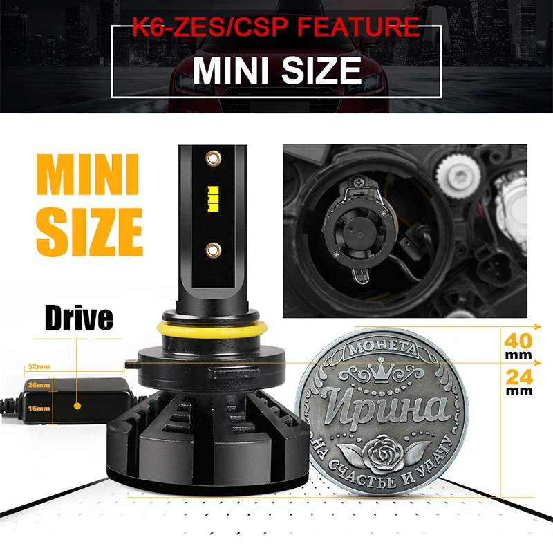 Hlxg мини H4 светодиодный H7 с Lumi светодиодный s зэс 5000 K светодиодный 12000LM 72 W/set лампада H1 лампы HB3 9005 9006 hb4 Туман Light 4300 K H8 H11 6500 K