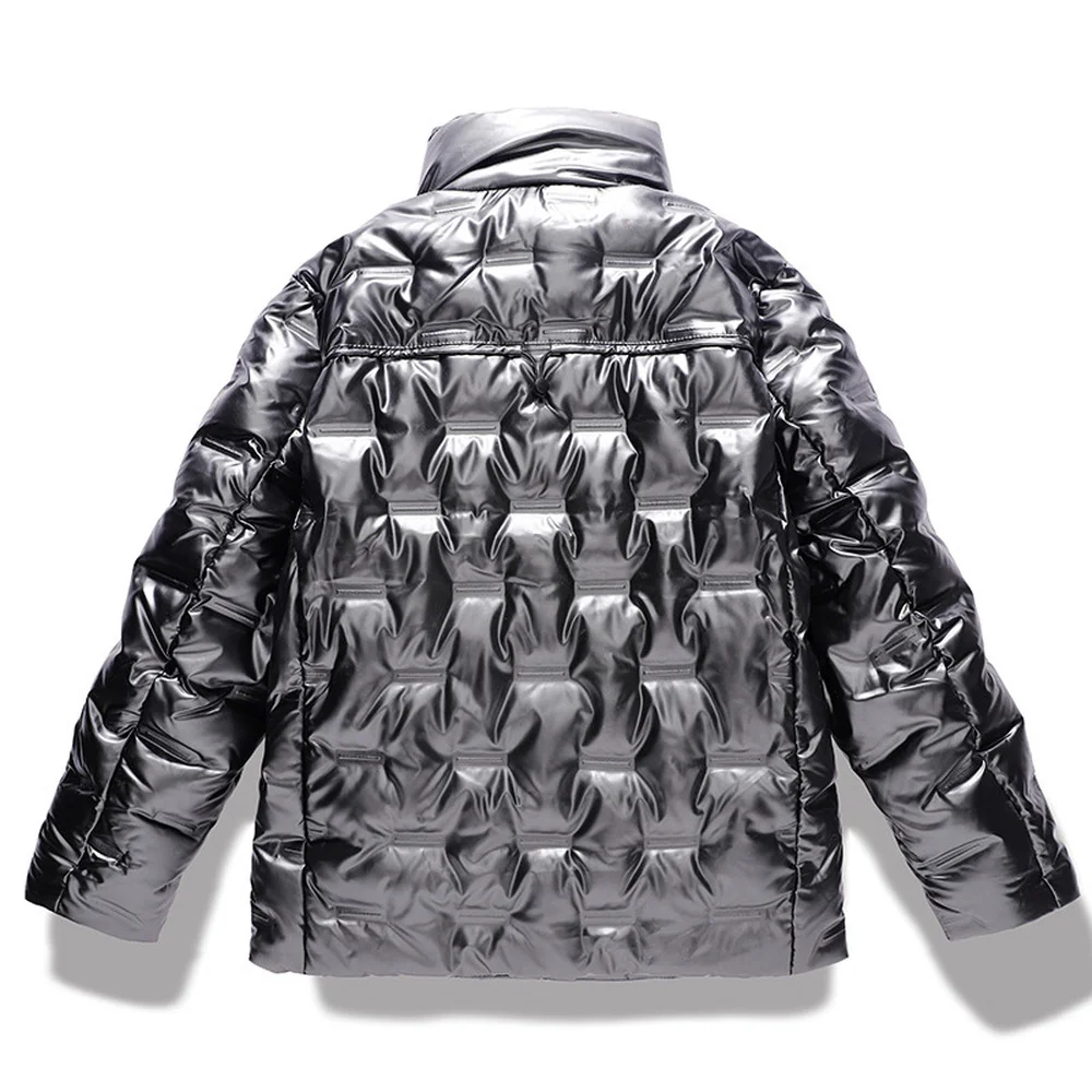 Covrlge Winter Men's Down Jacket Stand-up Collar Loose Warm Personality Tide Brand Metallic Luster Down Jacket Coat Male MWM131