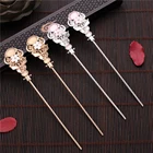 Палочки для волос в китайском стиле, женские палочки для еды с подвеской в виде цветка, жемчужинами, кисточками и кристаллами, свадебные и вечерние украшения для волос