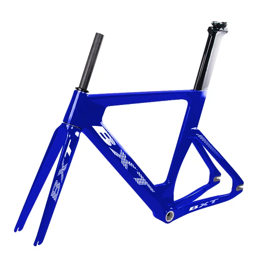 BXT full blue BXT углеродный руль трековая рама дорожного кадров колесо для велосипеда с фиксированной передачей комплект с вилкой Подседельный штырь 49/51/54 см, углеродный руль для велосипеда Рама - Цвет: BXT full blue