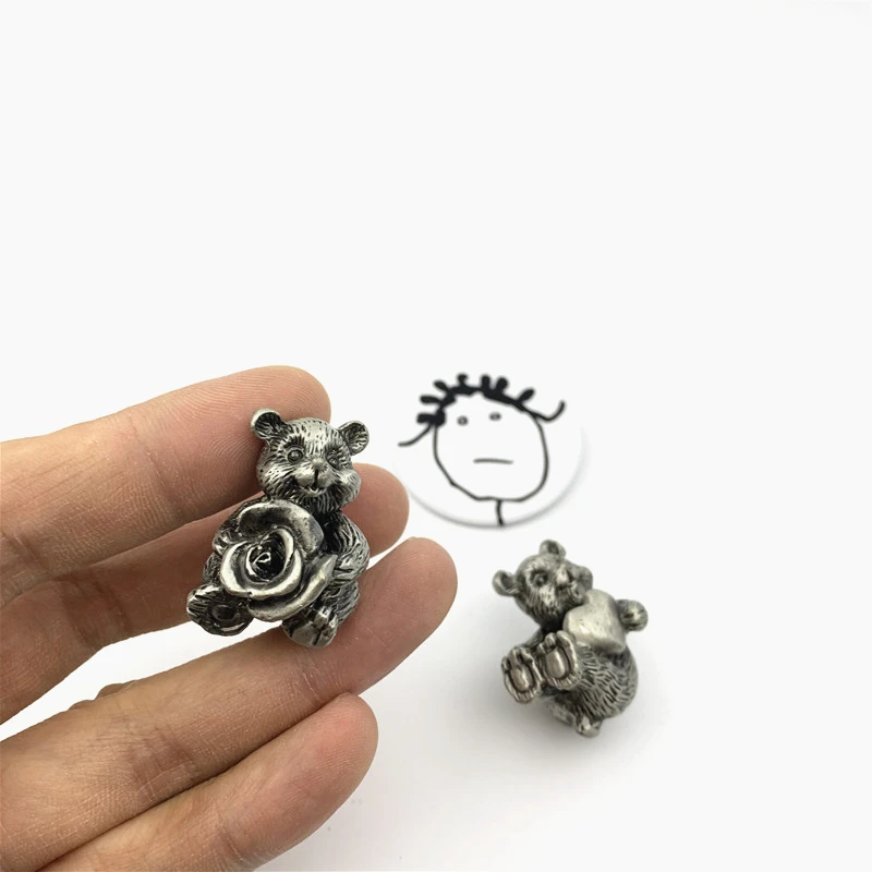 Ручка плюшевого мишки LCH в скандинавском стиле креативная Матовая серебристая