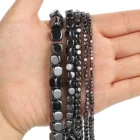 Квадратные бусины из натурального камня, черные бусины из гематита, кубики, бусины россыпью для изготовления ювелирных изделий, аксессуары для браслетов своими руками