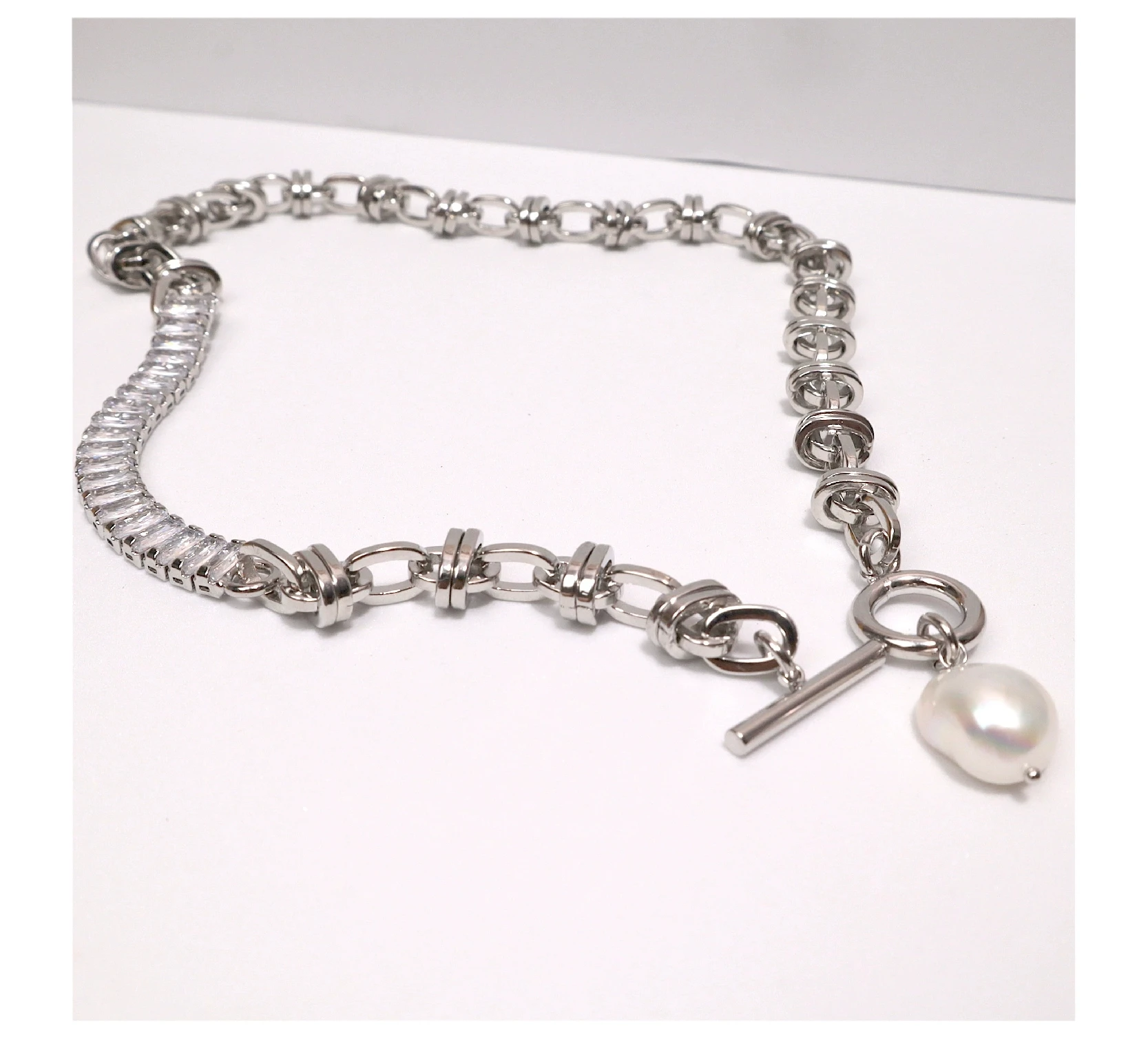 Ожерелье-чокер женское из латуни с настоящим жемчугом и цирконием класса ААА -