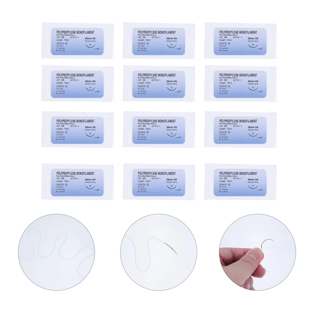 

12 Pcs Suture Thread with Needle Practice Suturing Camping Survival Demo Device