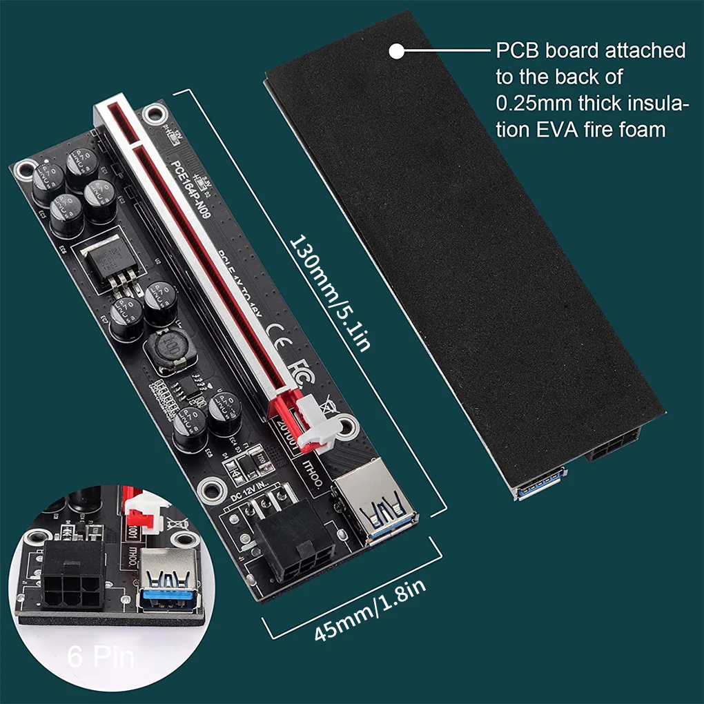 6 шт VER009S плюс переходная карта PCI-E PCI Express 1X для 16X USB 3 0 кабель SATA 6Pin разъем Графика