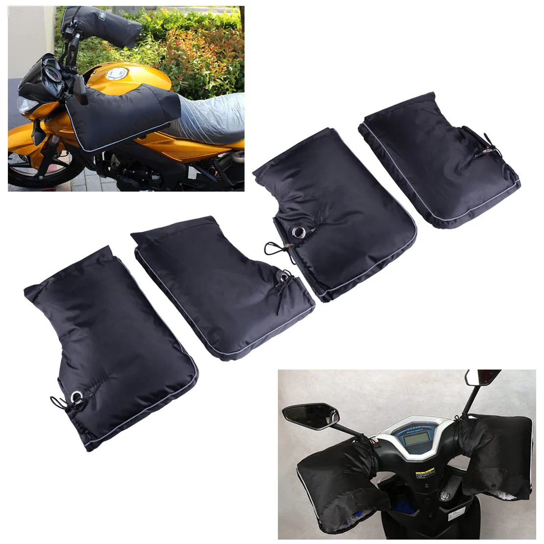 

beler 1Pair Waterproof Windproof Winter Thicken Motorcycle Scooter Hand Handlebar Muffs Gloves Hand Cover Warmer