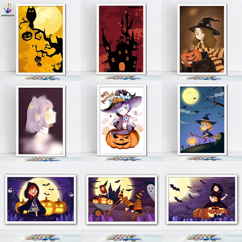 Diy краски по номерам картина Рисование с комплектами Хэллоуин декоративные