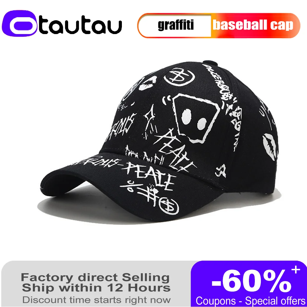 

2022 New Outdoor Graffiti Peaked Cap Trendy Male Hip-hop Student Sun Hat Female Wild Printed Baseball Cap
