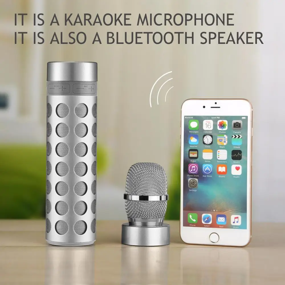 Умный отдельный микрофон 2 в 1 для Bluetooth динамика s и микрофона AUX с поддержкой TF