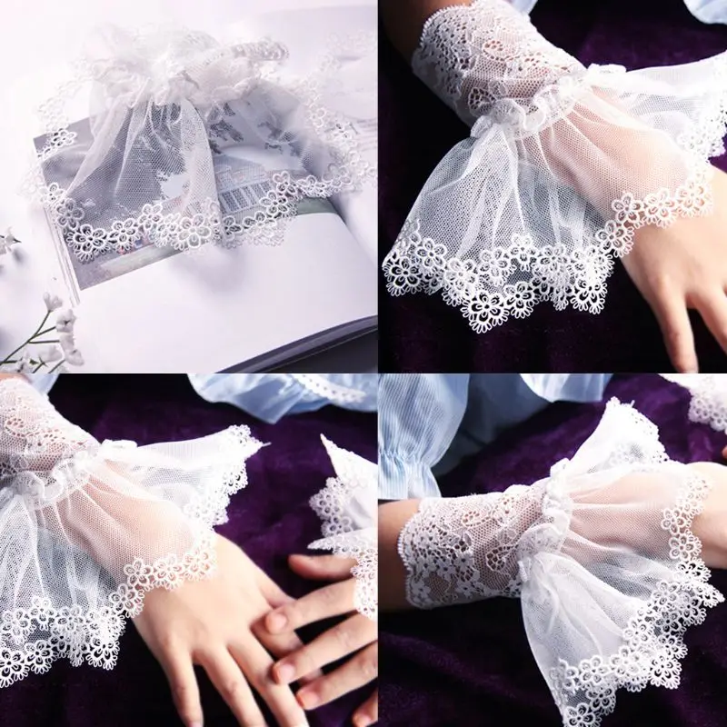 Корейские женские осенние поддельные рукава Вышивка цветочные кружева съемные