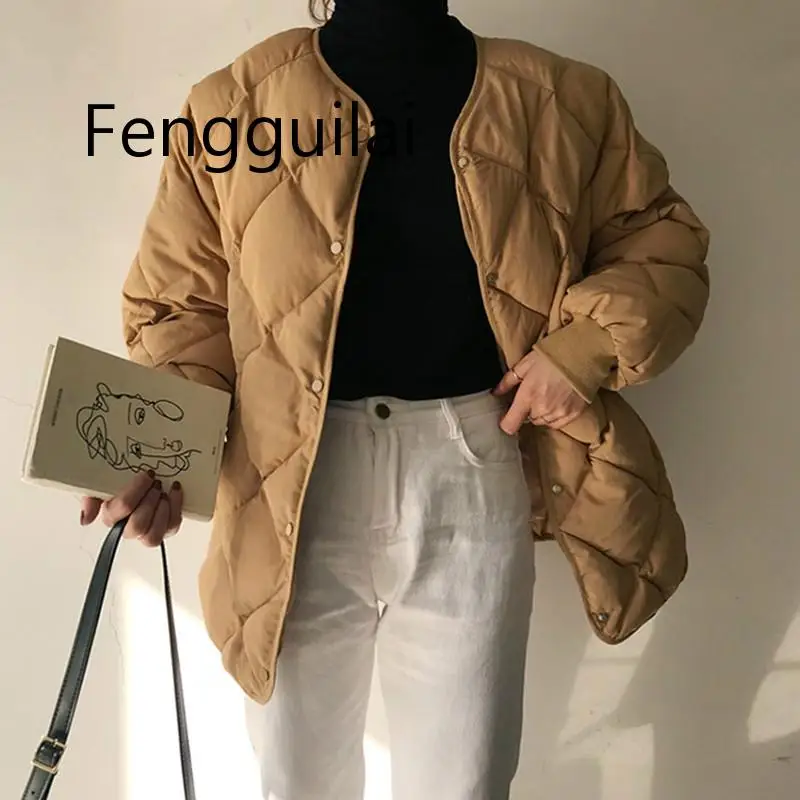 

FENGGUILAI New Fashion Winter Clothe Solid Women Coat Squar Long Sleeve Cotton Casual Jacket Thick Warm Winter Wear Sueter Mujer