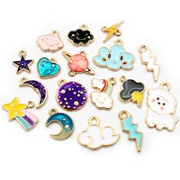 10pcs enamel cute charms pendant for jewelry making supplies moon star heart alloy metal drop oil findings for necklace bracelet