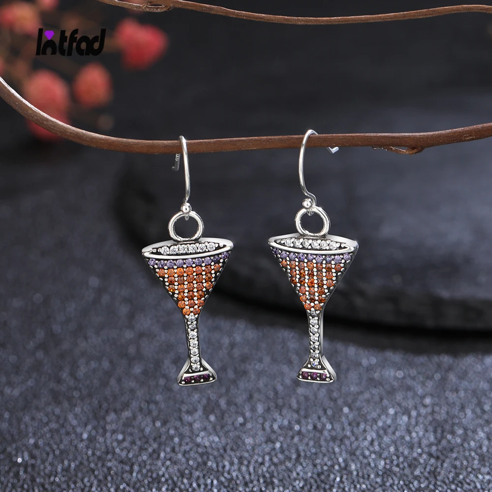 

Серьги-подвески женские из серебра 925 пробы с цирконом