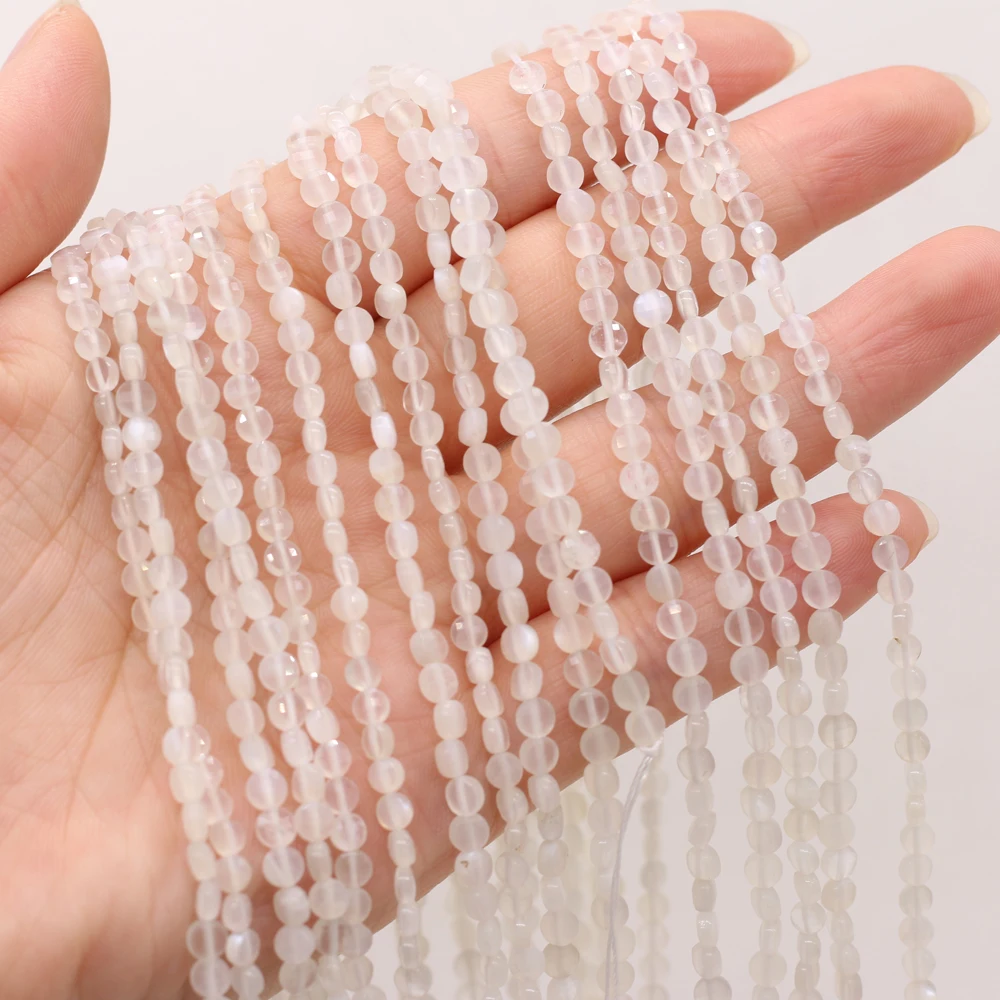 

Natural Semi-precious Stone Oblate Moonstone Faceted Bead DIY Ladies Necklace Bracelet Jewelry Gift Making Wholesale 4MM