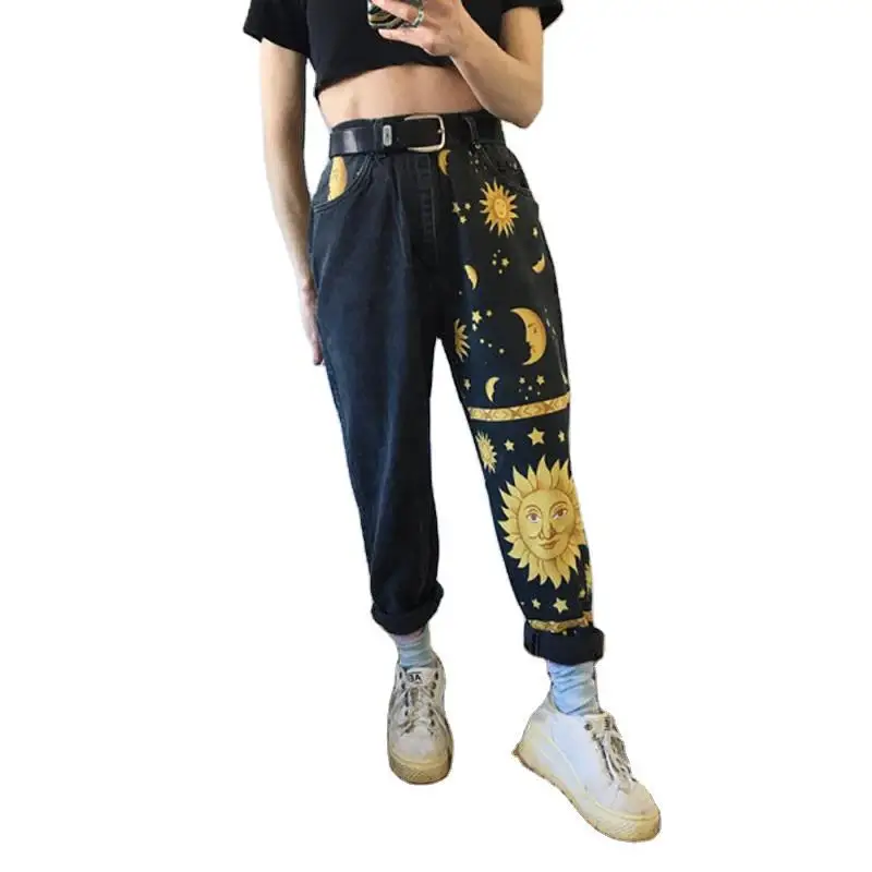 

Women Digital Printed Pants Trendy Trousers Jeans High Waisted Jeans Woman Jeans Vintage Streetwear Super Stretchy Jeans Woman