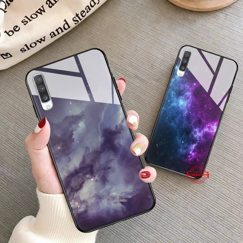 

interstellar Purple Space Star Glass Case for Samsung S7 Edge S8 S9 S10 Plus A10 A20 A30 A40 A50 A60 A70 Note 8 9 10
