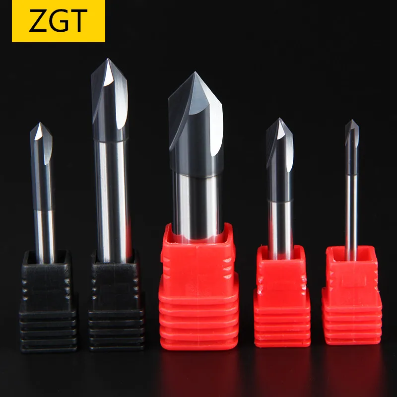 

ZGT 1PC Tungsten Steel Chamfering Milling Cutter Endmill 60 90 120 Degree Coated 3 Flute Milling Tools Carbide Chamfer End Mills
