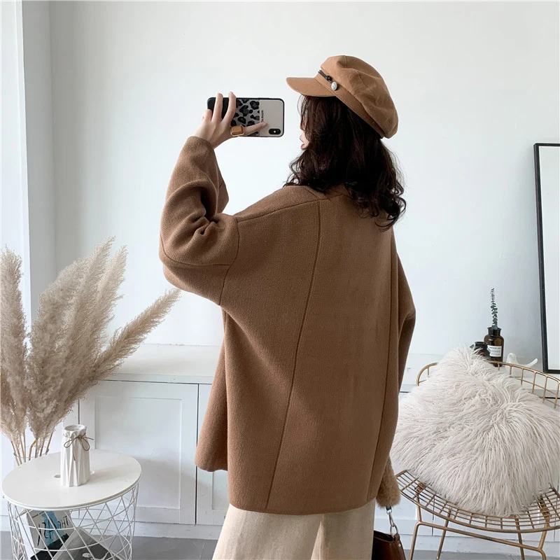 

[EAM] Purple Big Size Knitting Cardigan Sweater Loose Fit V-Neck Long Sleeve Women New Fashion Tide Autumn Winter 2021 1DA708