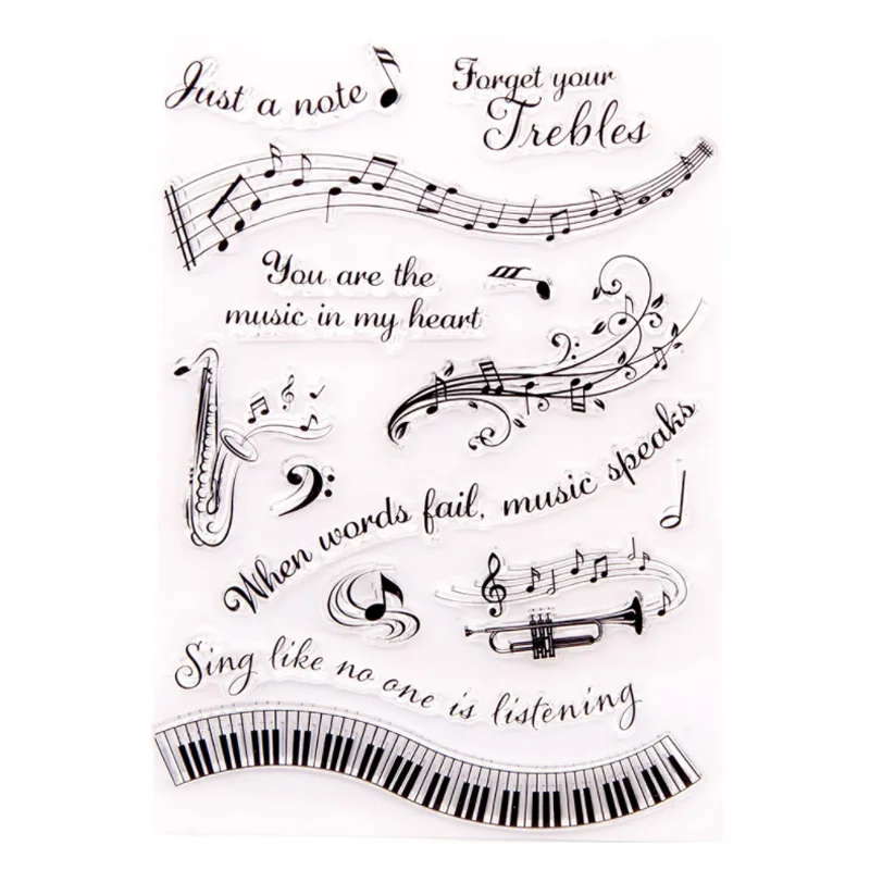 

Musical Notes Transparent Clear Silicone Stamp Seal DIY Scrapbook Rubber Stamping Coloring Embossing Diary Decoration Reusable