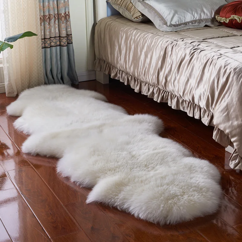 White Faux Sheepskin Carpet Irregular Long Soft Furry Floor Mats Living Room Bedroom Children's Room Bedside Decorative Carpets images - 6