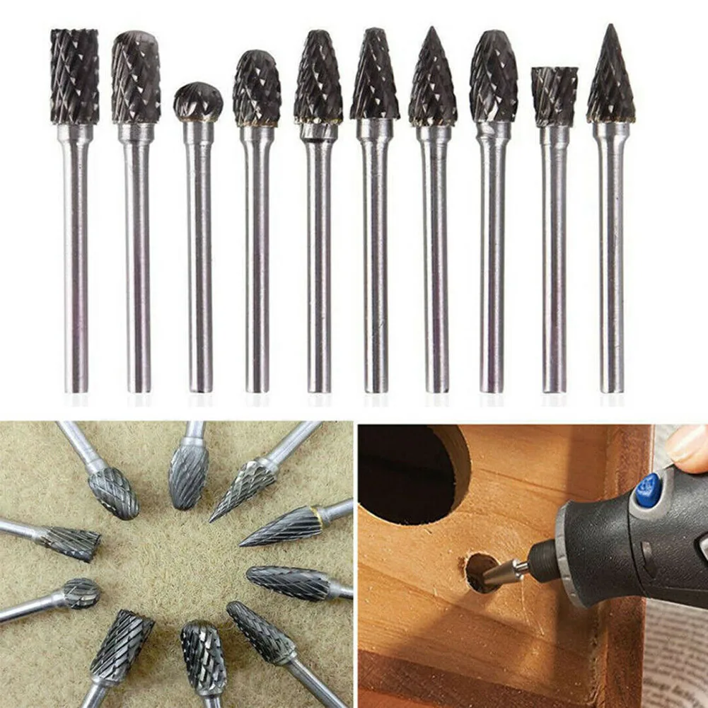 

Tungsten Carbide Cutter 10pcs Rotating Burr Tool Double Diamond Cutting Electric Grinding Tools LAD-sale