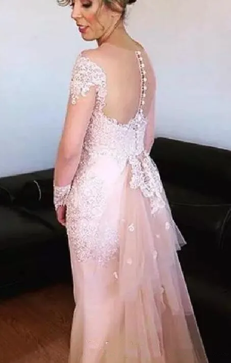 Платье с кружевной аппликацией и длинным рукавом для гостей свадьбы|Вечерние