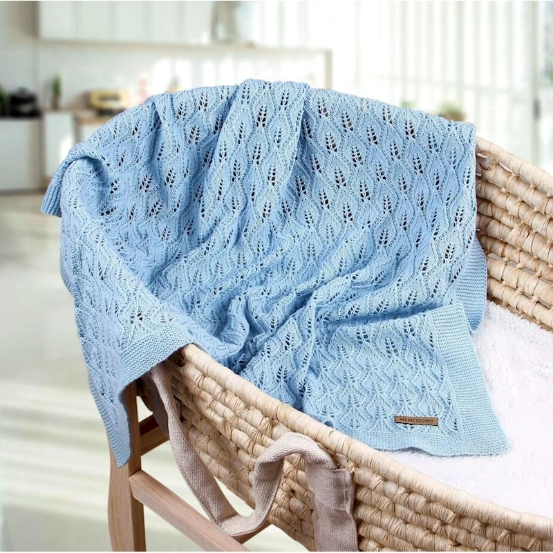 Baby knitting leaves design kids hollow blanket cotton stroller blankets quilt cover pour bebes couverture Bedding accessories | Мать и