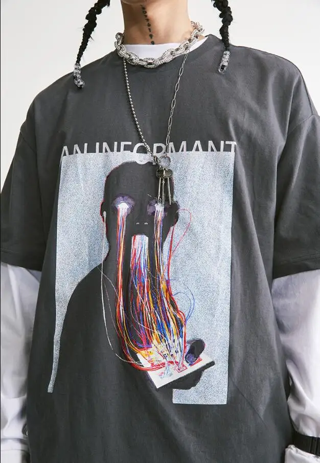 

2021 Men Streetwear Oversize T Shirt Hip Hop Graphic Letter Print T-Shirt Harajuku Cotton Loose Short Sleeve Tshirt Tops w2000