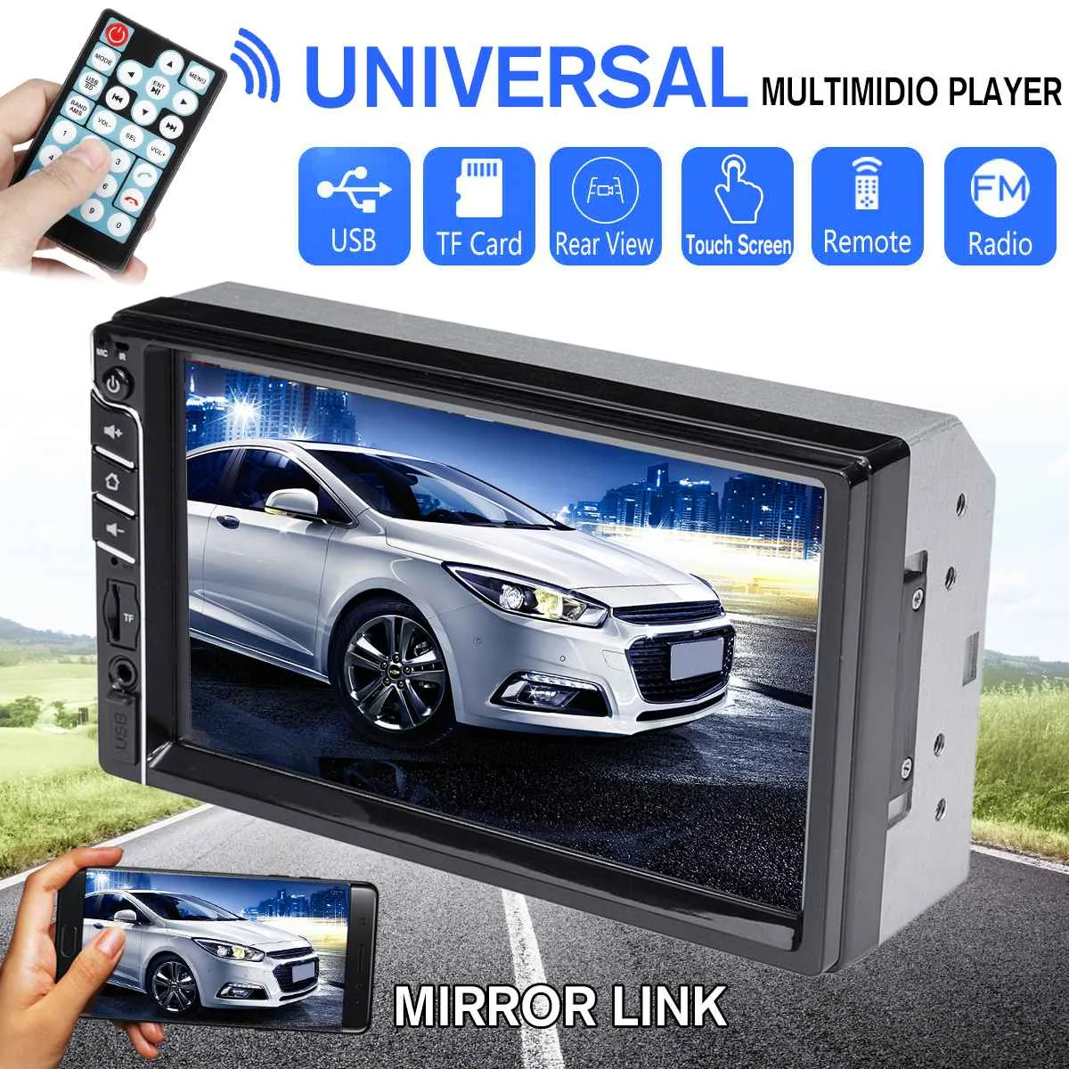 7 &quotУниверсальный Автомобильный Радио стерео 2 Din TF USB Mp5 TFT HD сенсорный Экран bluetooth