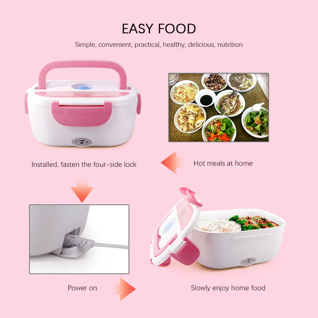 Портативный Ланч-бокс с электрическим подогревом для дома и грузовика 12/24 В/110 В/220