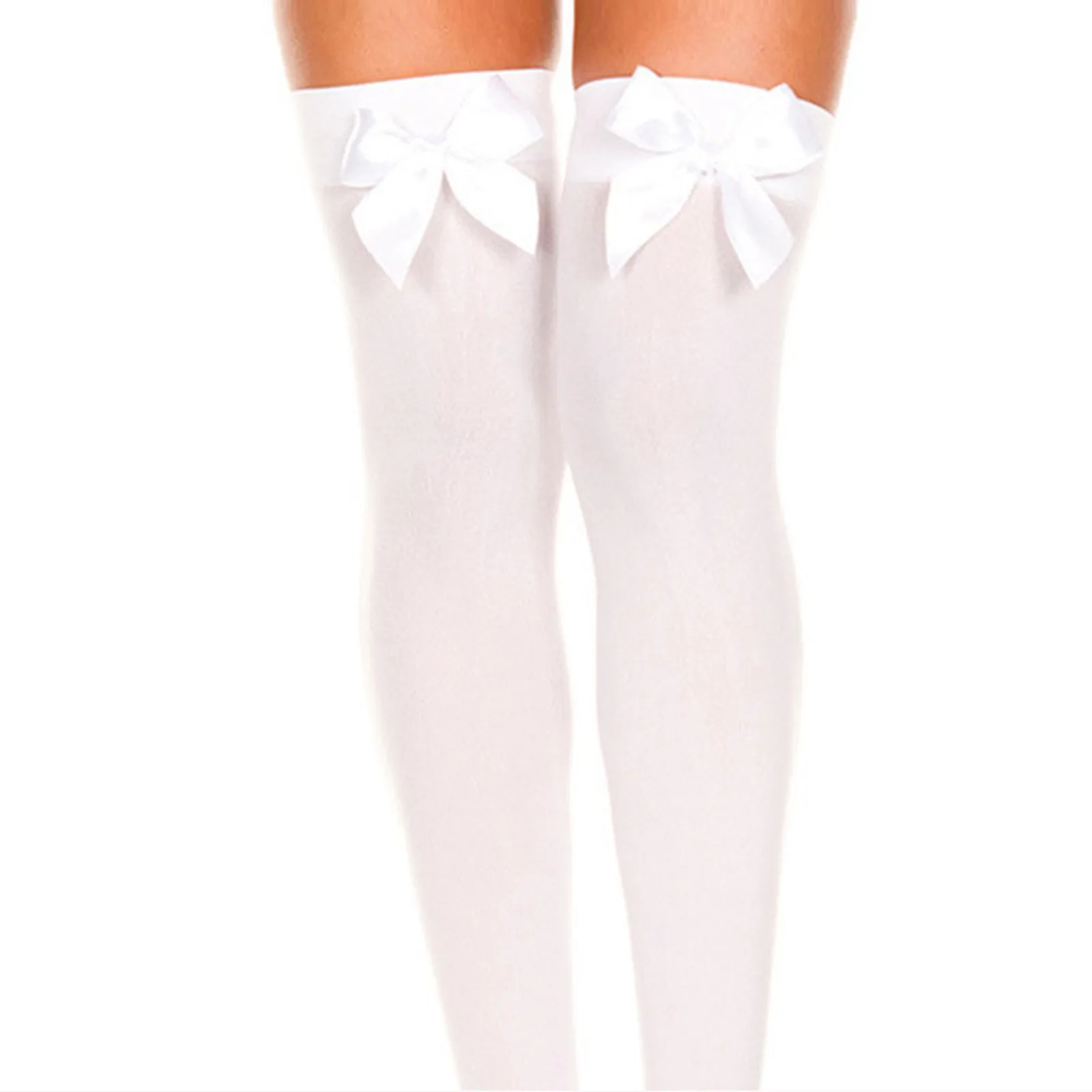 

Two-tone Stockings Ladies Satin Bow Cute Sexy Legs Long Tube Transparent High Thigh Stocking Bow Decoration Bas