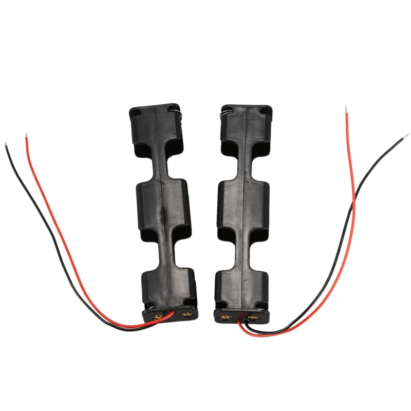 2 шт. двухслойный черный пластик 4 x AA 6V Чехол держатель для батареи w Leads| |