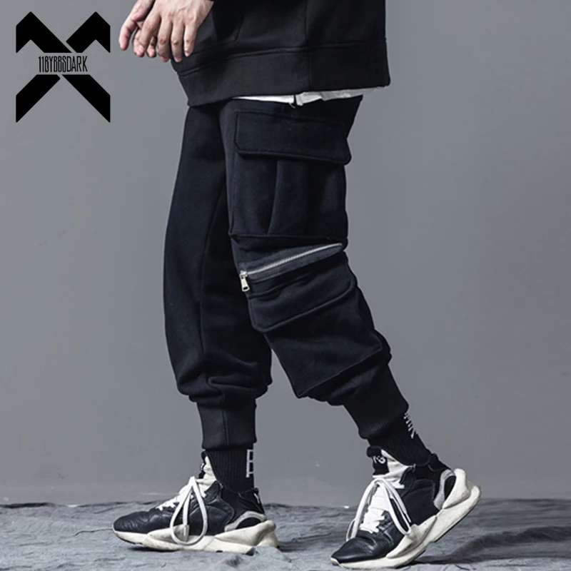 

11 BYBB'S DARK Hip Hop Winter Fleece Harem Pants Men Streetwear Joggers High Street Pockets Male Streetwear Black Harajuku WB030