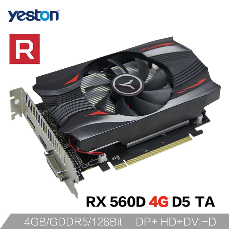 Игровая видеокарта YESTON RX560D 4G D5 4 ГБ/GDDR5/6000 бит МГц Polaris 11 игровая для настольного